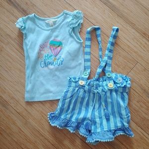 Matilda Jane girls overalls and Tank set